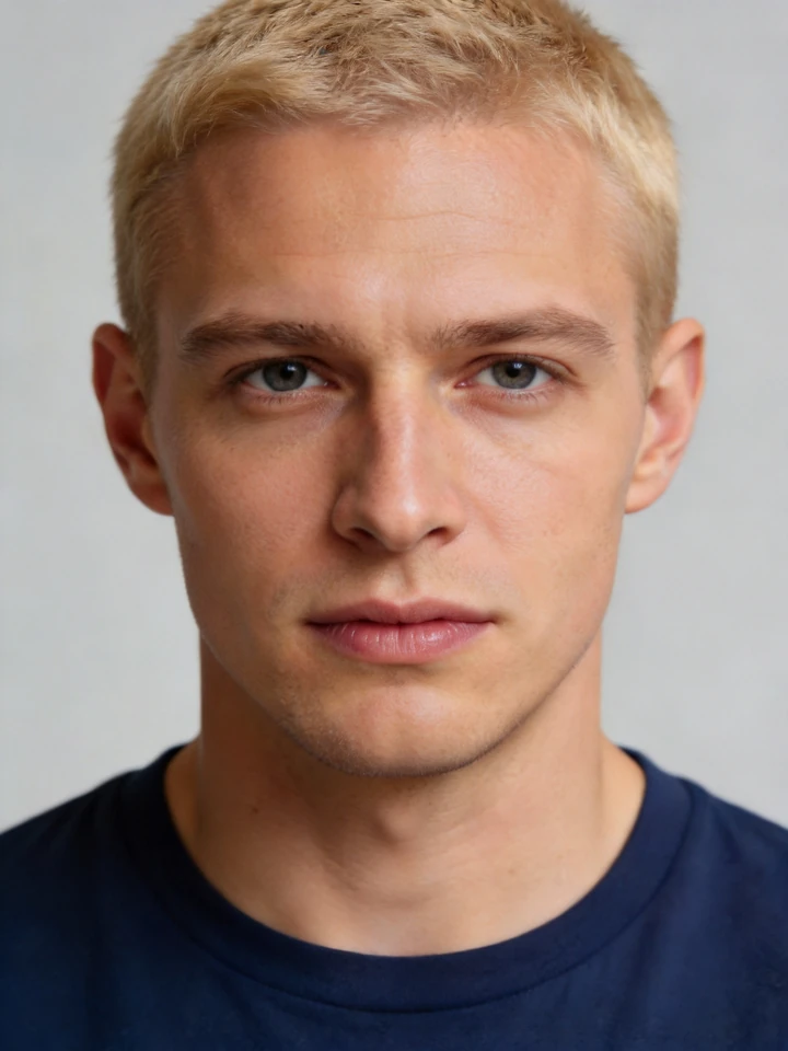 Input photo 1: a man with short blond hair