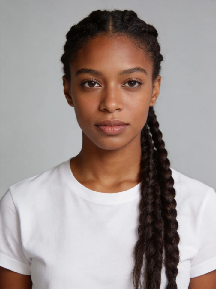 Input photo 2: a woman with long braids