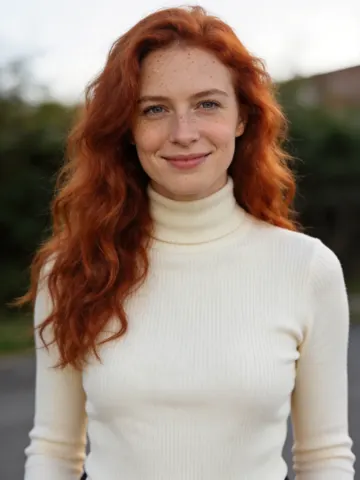 Input photo: a woman with long red hair